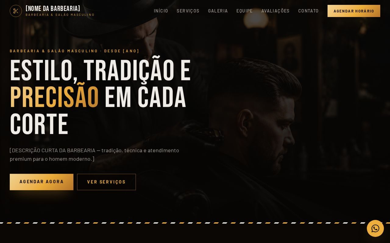 Interface do projeto Barbearia Modelo